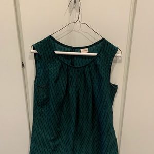 Navy and green print top